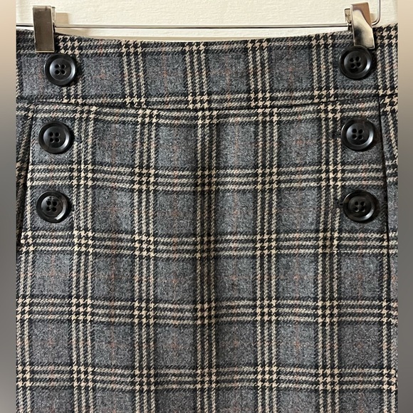 Gap Plaid Wool Y2K Mini Skirt Gray School Girl Academia Preppy Lined Size 6 - Picture 2 of 7